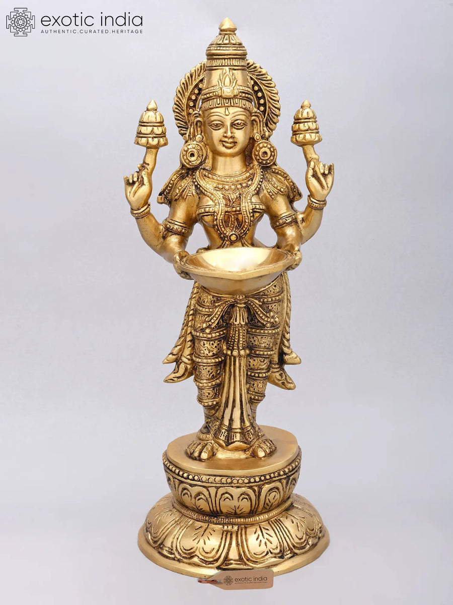 18" Deeplakshmi Handmade Brass Statue for Home Pooja