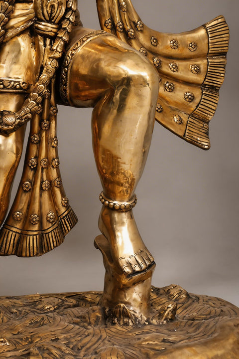 60" Large Lord Hanuman Holding Sanjivani | Brass Statue