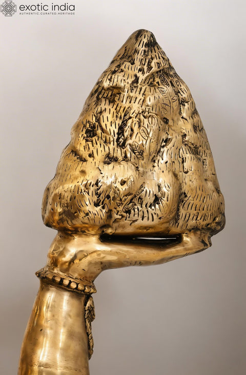 60" Large Lord Hanuman Holding Sanjivani | Brass Statue