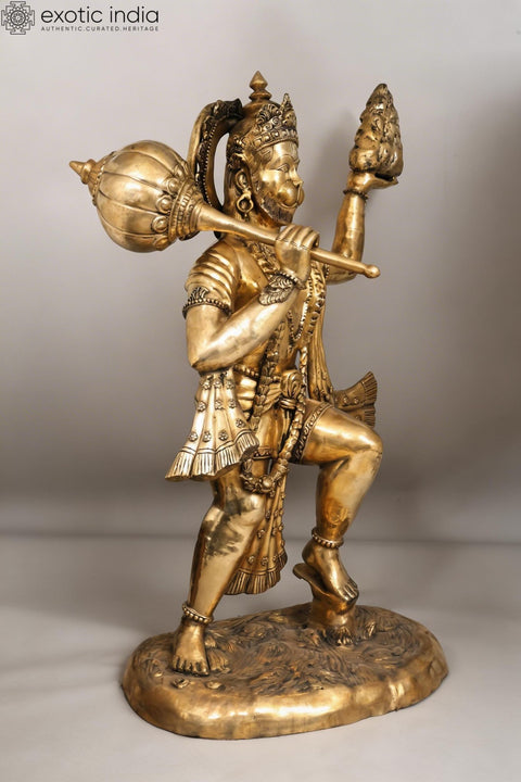 60" Large Lord Hanuman Holding Sanjivani | Brass Statue