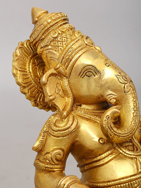 12" Resting Lord Ganesha | Brass Idol