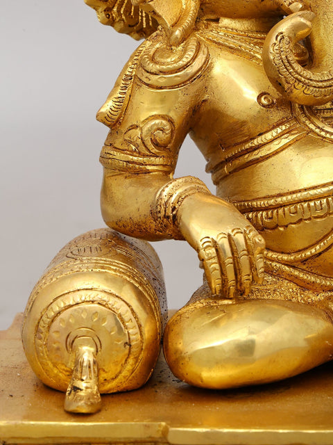 12" Resting Lord Ganesha | Brass Idol