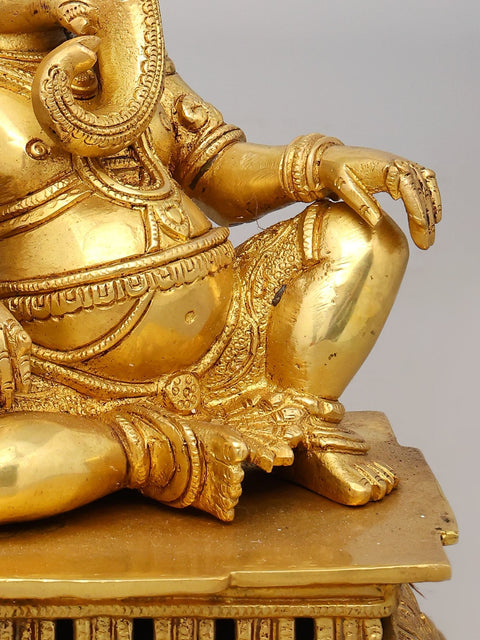 12" Resting Lord Ganesha | Brass Idol