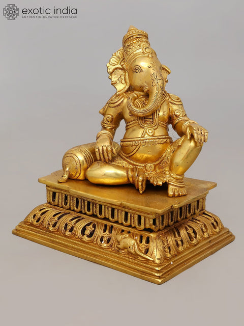 12" Resting Lord Ganesha | Brass Idol