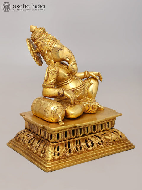 12" Resting Lord Ganesha | Brass Idol