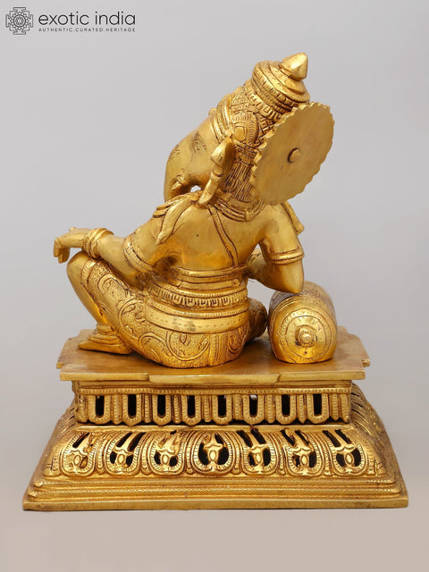 12" Resting Lord Ganesha | Brass Idol