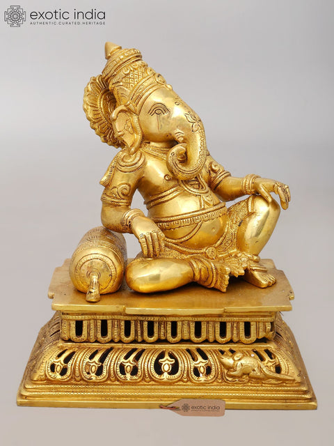 12" Resting Lord Ganesha | Brass Idol