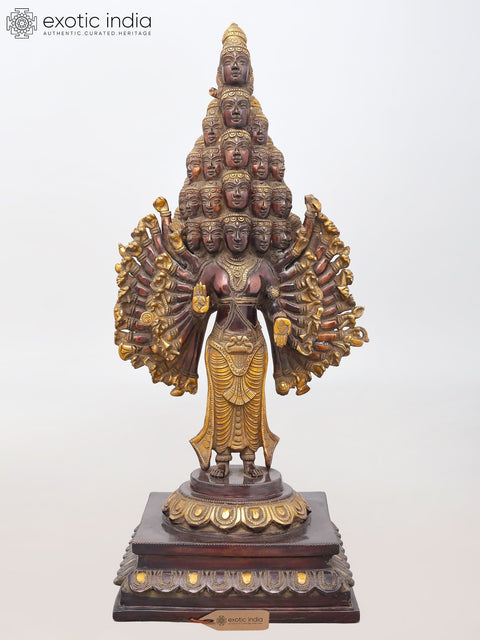 24" Sadashiva - Multi-Headed, Multi-Armed Cosmic Form of Lord Shiva | Brass Statue
