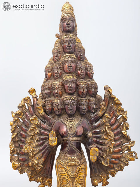 24" Sadashiva - Multi-Headed, Multi-Armed Cosmic Form of Lord Shiva | Brass Statue