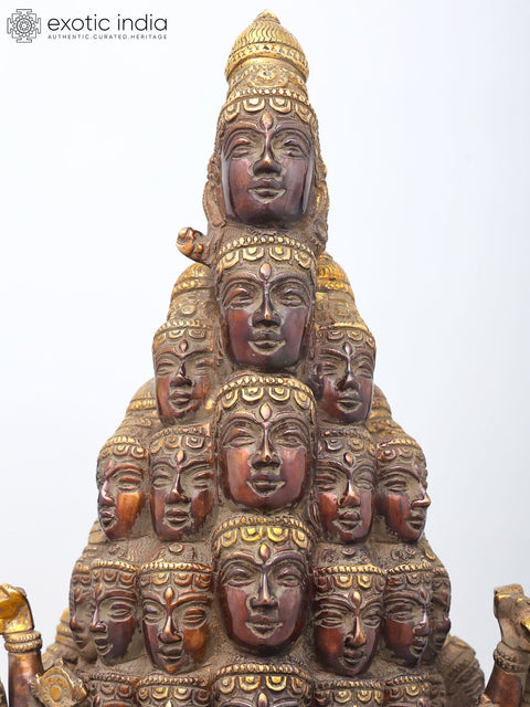 24" Sadashiva - Multi-Headed, Multi-Armed Cosmic Form of Lord Shiva | Brass Statue