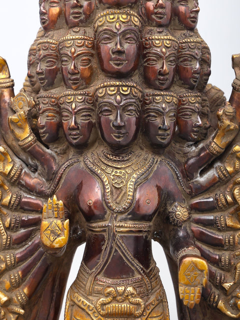 24" Sadashiva - Multi-Headed, Multi-Armed Cosmic Form of Lord Shiva | Brass Statue