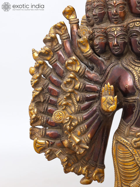 24" Sadashiva - Multi-Headed, Multi-Armed Cosmic Form of Lord Shiva | Brass Statue