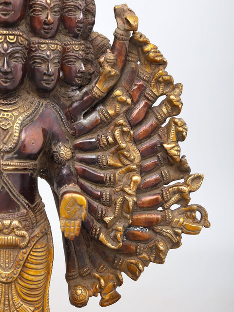 24" Sadashiva - Multi-Headed, Multi-Armed Cosmic Form of Lord Shiva | Brass Statue