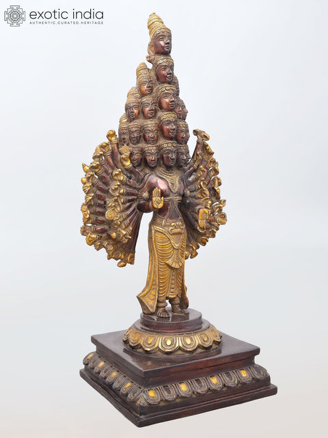 24" Sadashiva - Multi-Headed, Multi-Armed Cosmic Form of Lord Shiva | Brass Statue