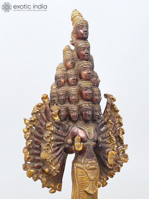 24" Sadashiva - Multi-Headed, Multi-Armed Cosmic Form of Lord Shiva | Brass Statue