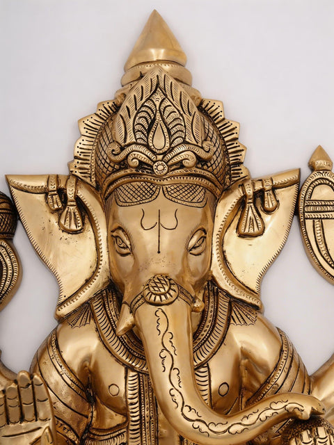 24" Four Armed Blessing Lord Ganesha | Wall Hanging Statue