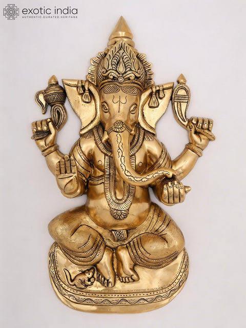 24" Four Armed Blessing Lord Ganesha | Wall Hanging Statue