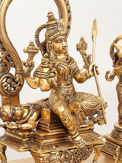 20" Sachamara Rama Vani Savya Dakshina Sevita (From Lalita Sahasranama) | Brass Statue