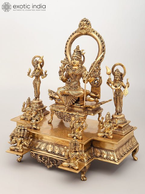 20" Sachamara Rama Vani Savya Dakshina Sevita (From Lalita Sahasranama) | Brass Statue