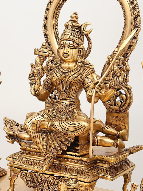 20" Sachamara Rama Vani Savya Dakshina Sevita (From Lalita Sahasranama) | Brass Statue