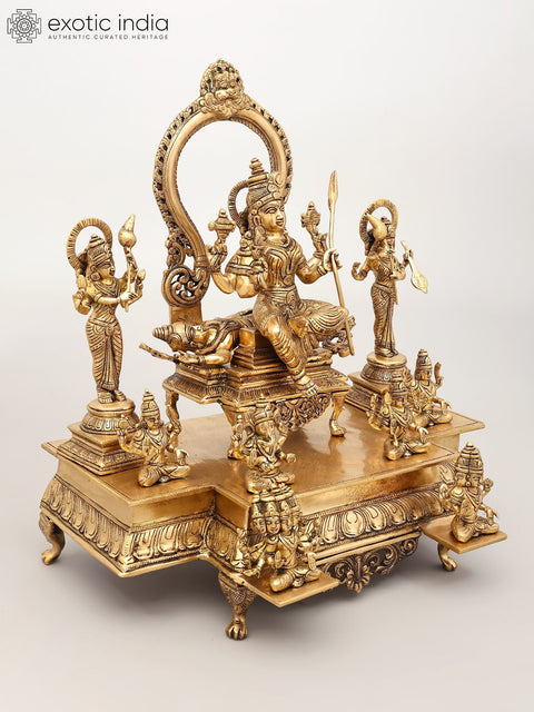 20" Sachamara Rama Vani Savya Dakshina Sevita (From Lalita Sahasranama) | Brass Statue