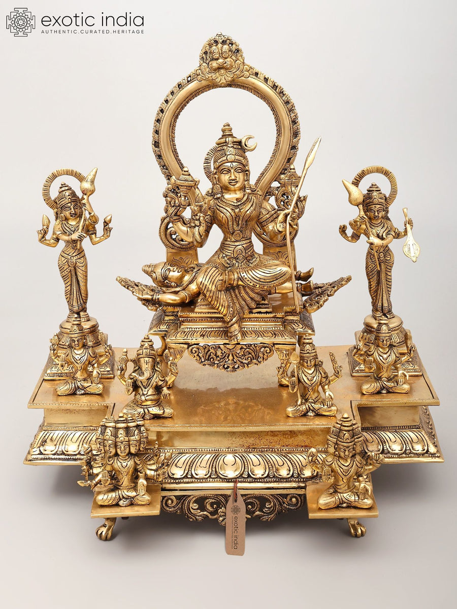 20" Sachamara Rama Vani Savya Dakshina Sevita Brass Statue Handmade