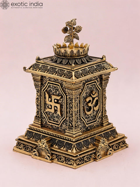5" Small Superfine Sacred Tulsi Ghar | Auspicious Brass Shrine