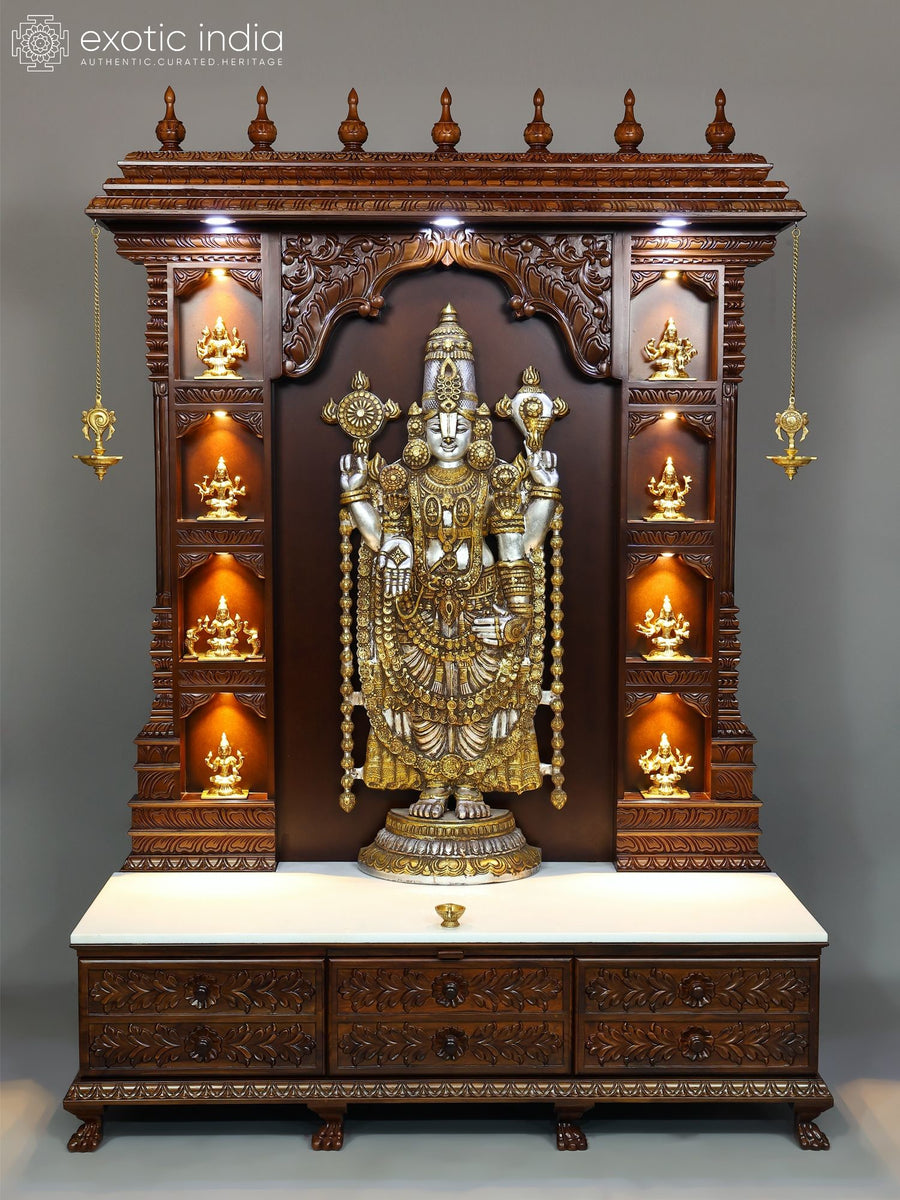 80" Ashtalakshmi Grand Temple Brass Statue with Tirupati Balaji Idol for Pooja