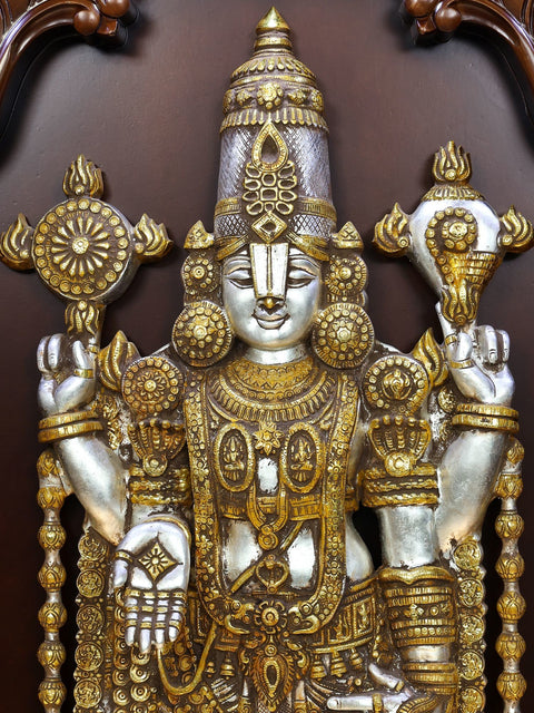 80" Ashtalakshmi Design Grand Temple with Tirupati Balaji (Venkateshvara) Idol in Brass