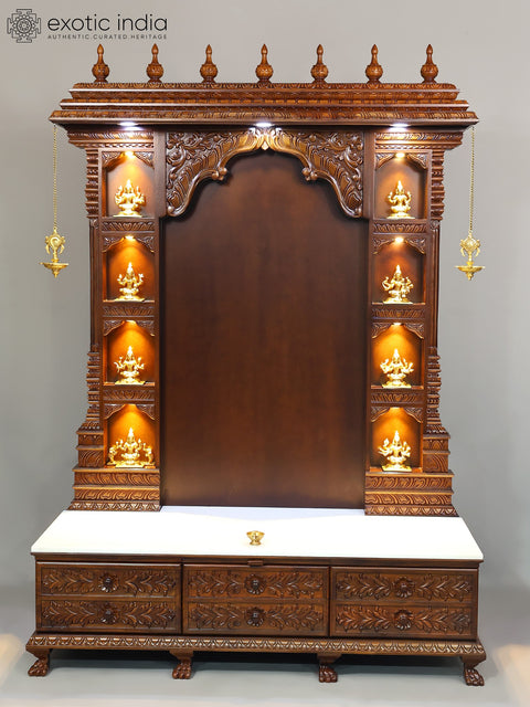 80" Huge Designer Temple with Ashtalakshmi Idols in Brass