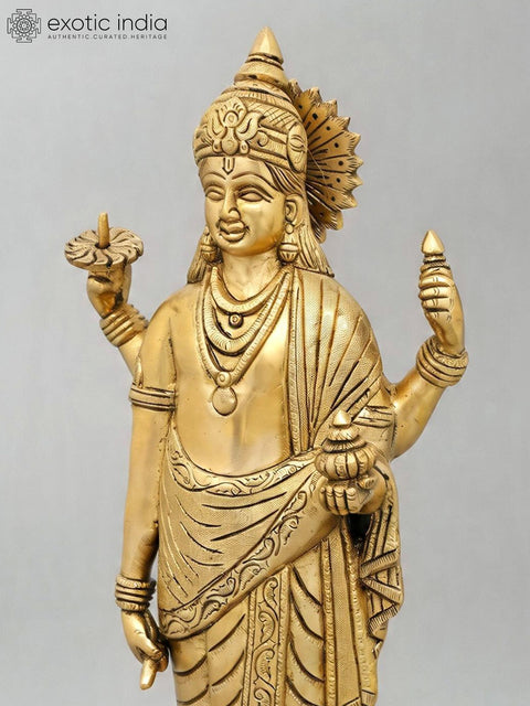 17" Lord Dhanvantari - The physician of The Devas | Brass Statue