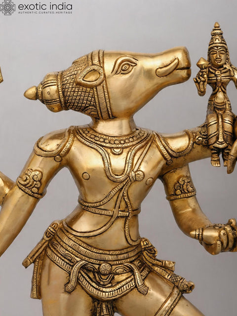 24'' Standing Lord Varaha with Devi Lakshmi | Sacred Vaishnav Spiritual Idol | Brass Statue