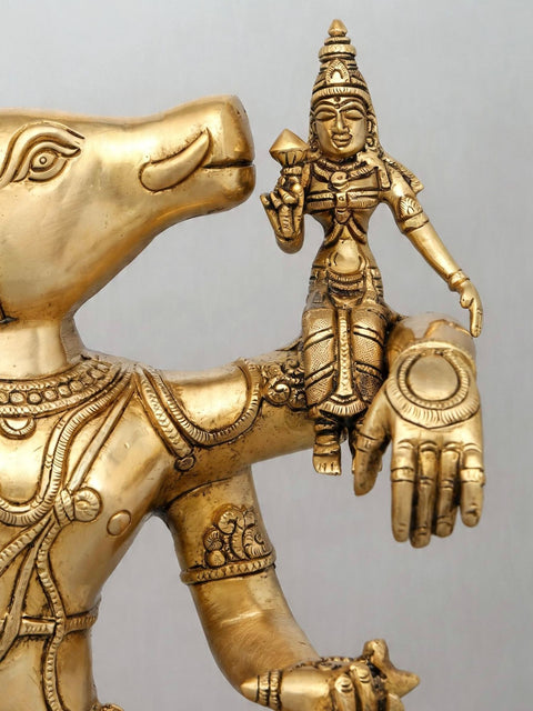 24'' Standing Lord Varaha with Devi Lakshmi | Sacred Vaishnav Spiritual Idol | Brass Statue