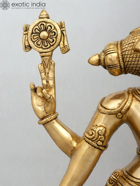24'' Standing Lord Varaha with Devi Lakshmi | Sacred Vaishnav Spiritual Idol | Brass Statue