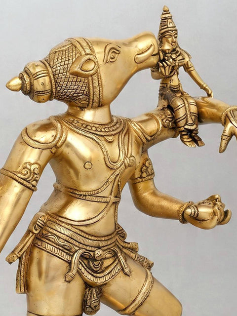 24'' Standing Lord Varaha with Devi Lakshmi | Sacred Vaishnav Spiritual Idol | Brass Statue