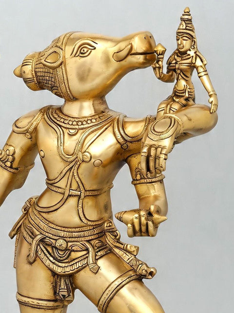 24'' Standing Lord Varaha with Devi Lakshmi | Sacred Vaishnav Spiritual Idol | Brass Statue