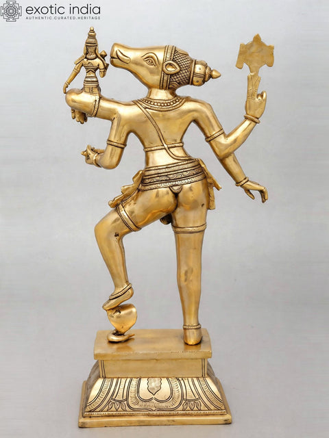 24'' Standing Lord Varaha with Devi Lakshmi | Sacred Vaishnav Spiritual Idol | Brass Statue
