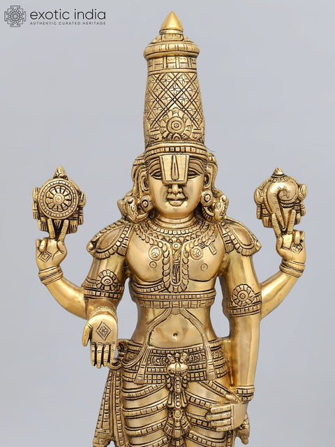 33" Large Standing Lord Venkateshvara (Tirupati Balaji) | Brass Statue