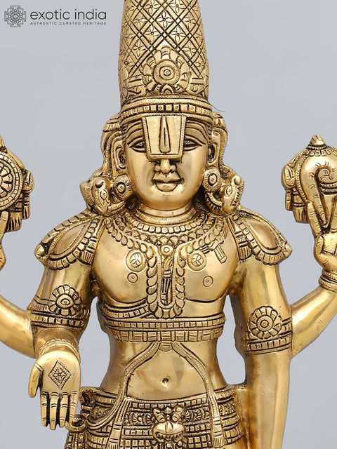33" Large Standing Lord Venkateshvara (Tirupati Balaji) | Brass Statue