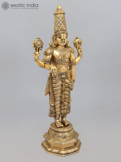 33" Large Standing Lord Venkateshvara (Tirupati Balaji) | Brass Statue