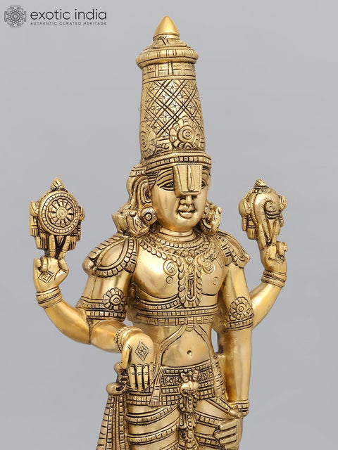 33" Large Standing Lord Venkateshvara (Tirupati Balaji) | Brass Statue