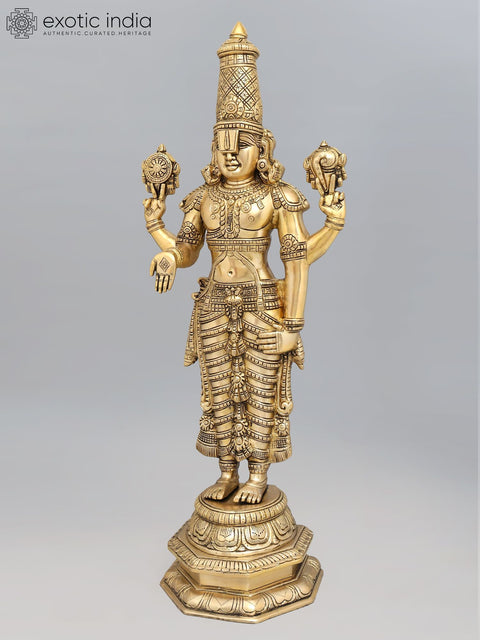 33" Large Standing Lord Venkateshvara (Tirupati Balaji) | Brass Statue
