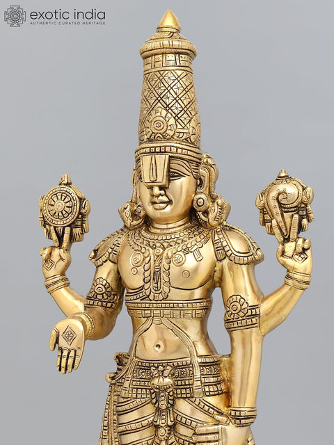 33" Large Standing Lord Venkateshvara (Tirupati Balaji) | Brass Statue