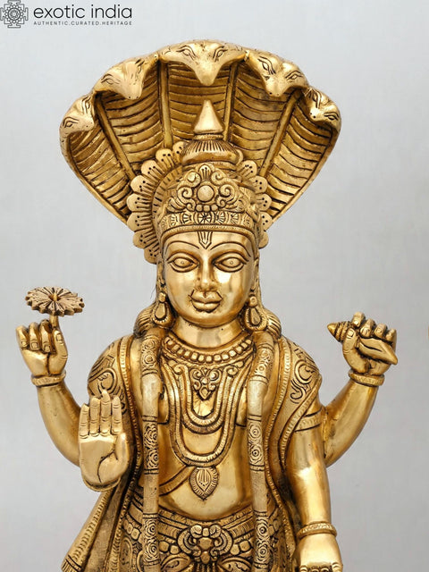 23" Standing Lakshmi-Narayan (Vishnu-Lakshmi) | Pair of Brass Statues