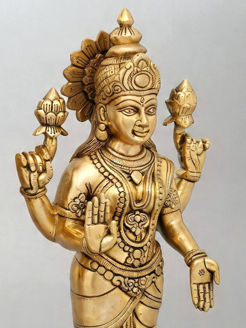 23" Standing Lakshmi-Narayan (Vishnu-Lakshmi) | Pair of Brass Statues