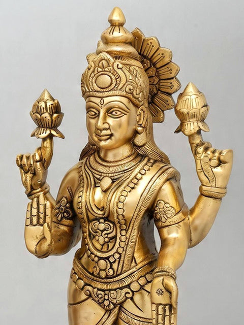 23" Standing Lakshmi-Narayan (Vishnu-Lakshmi) | Pair of Brass Statues
