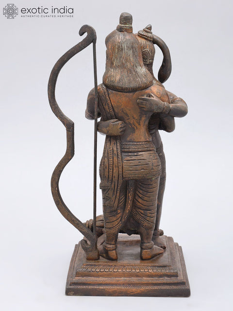 11" Lord Rama Hugging Hanuman Ji - Symbol of Ultimate Bhakti and Grace | Brass Statue