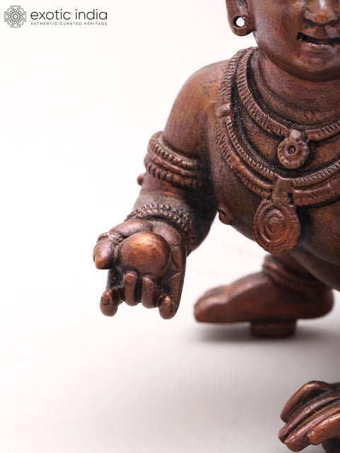 4'' Small Laddu Gopal (Crawling Krishna) | Coper Statue
