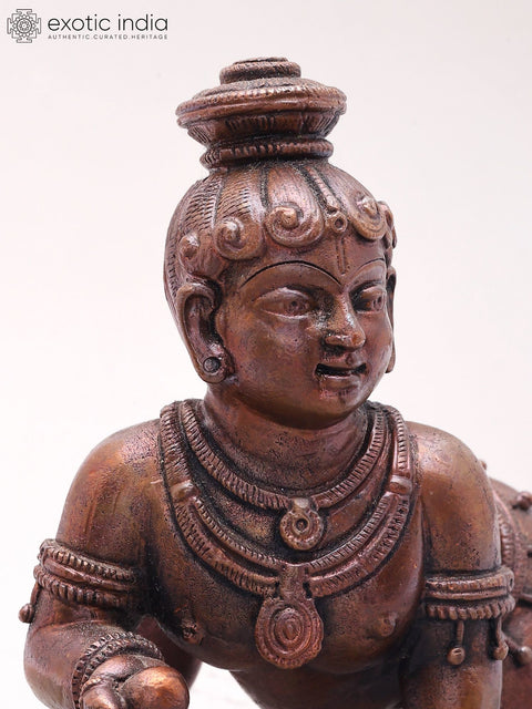 4'' Small Laddu Gopal (Crawling Krishna) | Coper Statue