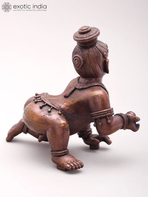4'' Small Laddu Gopal (Crawling Krishna) | Coper Statue